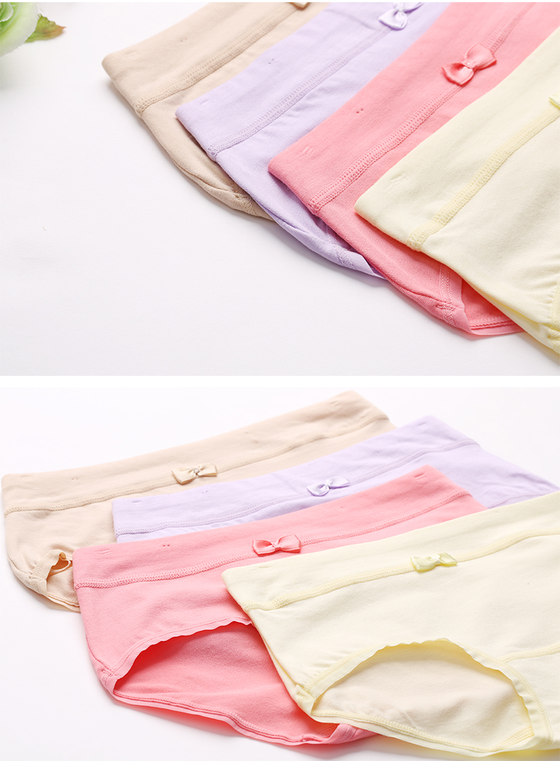 (15元2条)纯色甜美蝴蝶结棉质贴身提臀舒适透气低腰女士内裤 351212